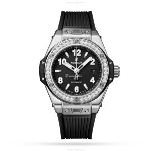 Hublot Big Bang 33mm Stainless Steel Automatic Watch - Black Dial & Diamonds