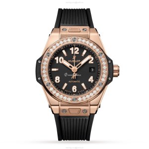 Hublot Big Bang 18ct Rose Gold Automatic Watch - 33mm Black Dial | Replica
