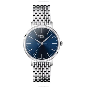 Tissot T-Classic Blue Dial 34mm Stainless Steel Quartz Watch for Women