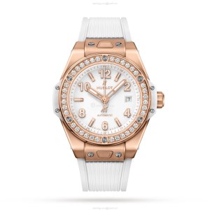 Hublot Big Bang 33mm 18ct Rose Gold Automatic Watch - White Dial & Diamonds