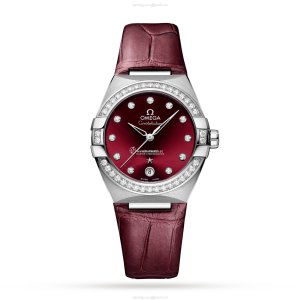 Omega Constellation 36mm Automatic Red Dial - Stainless Steel Diamond Watch