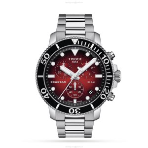 Tissot T-Sport Seastar 1000 Red Dial Quartz Watch - 45.5mm Stainless Steel