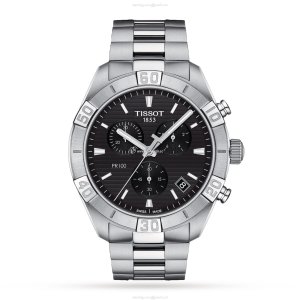 Tissot T-Classic PR 100 Sport Chronograph - 44mm Black Dial - Stainless Steel