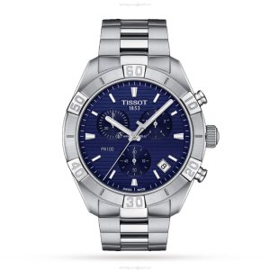 Tissot T-Classic PR 100 Sport Chronograph - 44mm Blue Dial - Stainless Steel