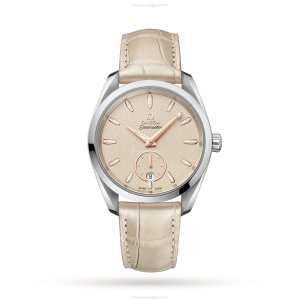 Omega Seamaster Aqua Terra 38mm Automatic - Stainless Steel Beige Dial Leather Strap