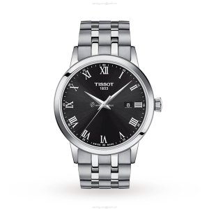 Tissot T-Classic Stainless Steel Quartz Watch - Black Dial, 42mm, Roman Numerals
