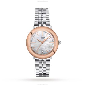 Tissot T-Gold Ladies Watch - 33mm Stainless Steel & Rose Gold - Mother of Pearl Dial