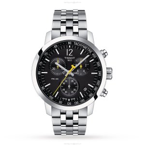 Tissot PRC 200 Black Dial Quartz Watch - 43.5mm Stainless Steel - 200M Water Resistant