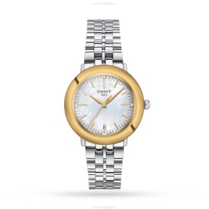 Tissot T-Gold Ladies Watch - 33mm Stainless Steel & 18K Gold - Mother of Pearl Dial