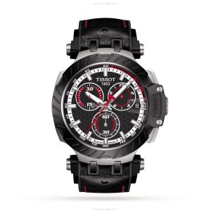 Tissot T-Sport Quartz Watch - 43mm Black Dial - Stainless Steel & Leather