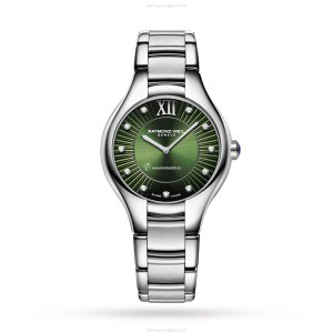 Raymond Weil Noemia 5132-ST-52181 | Green Dial Diamond Watch | 32mm