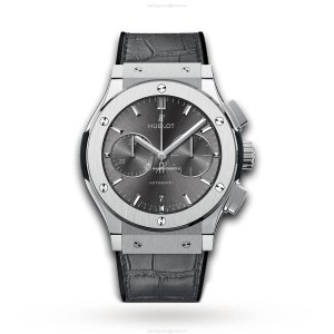 Hublot Titanium Automatic Grey Watch - 45mm Case | Alligator Strap