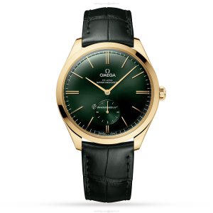 Omega Tresor 40mm 18ct Yellow Gold Green Dial Watch | Alligator Strap
