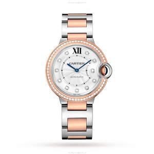 Cartier Ballon Bleu 36mm Automatic - Steel & Rose Gold Silver Dial Replica