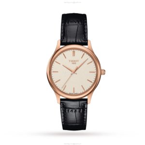 Tissot T-Gold 18ct Rose Gold Quartz Watch | Silver Dial 32mm | Leather Strap