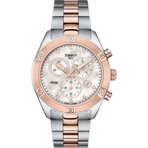 Tissot T-Classic PR 100 | 38mm Mother of Pearl Dial | Diamond Markers & Rose Gold