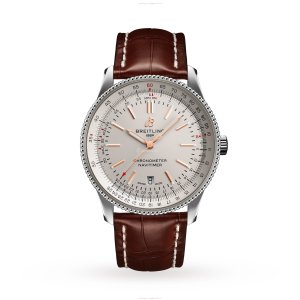 Breitling Navitimer 41mm Automatic Silver Dial - Stainless Steel Leather Watch