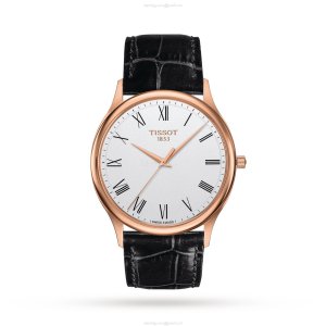 Tissot T-Gold 40mm 18ct Rose Gold Quartz Watch - Silver Dial Roman Numerals