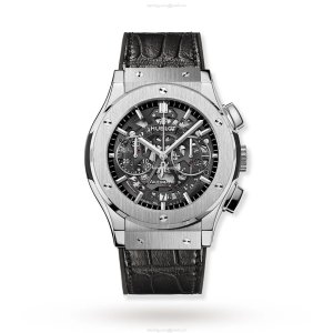 Hublot Titanium Automatic Skeleton Watch - 45mm Case | Leather Strap