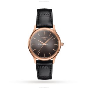 Tissot T-Gold 18ct Rose Gold Grey Dial Quartz Watch - 32mm Calfskin Strap