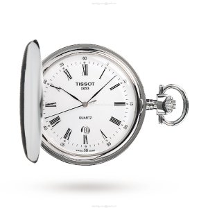Tissot T-Savonnette T83655313 | Stainless Steel Quartz Pocket Watch | White Dial