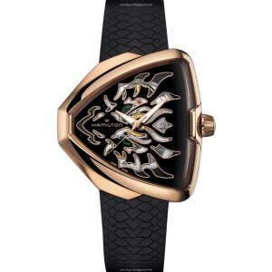Hamilton Ventura H24525332 Automatic Watch - 42mm Black Dial - Stainless Steel & Rose Gold