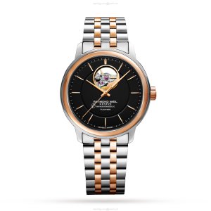 Raymond Weil Maestro Automatic Watch - Black Dial | 40mm Steel & Rose Gold