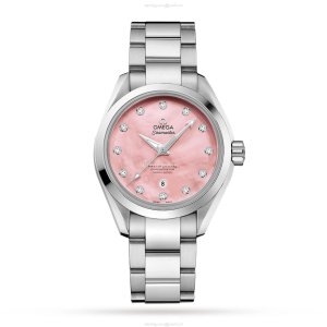Omega Seamaster 34mm Automatic Pink Dial Diamond Watch | Stainless Steel