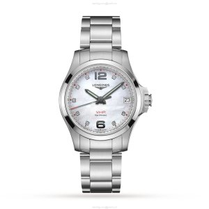 Longines Conquest L33164876 | 36mm Stainless Steel Quartz Watch - Mother of Pearl Dial