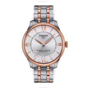 Tissot T-Classic Automatic Watch - 39mm Silver Dial - Stainless Steel & Rose Gold