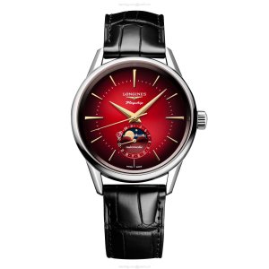 Longines Flagship L48154092 - Automatic Watch - 38.5mm Stainless Steel - Red Dial