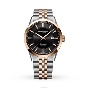 Raymond Weil Freelancer Automatic Watch - 42mm Black Dial - Rose Gold & Steel