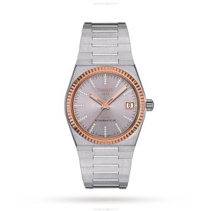 Tissot T-Gold PRX 35mm Automatic Grey Dial Watch - Stainless Steel & Rose Gold