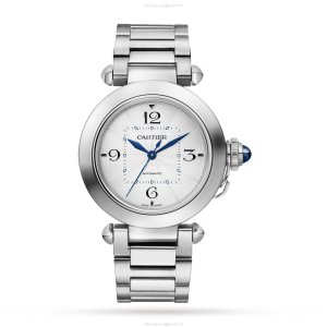 Cartier Pasha de Cartier WSPA0013 | 35mm Steel Automatic Watch - Silver Dial