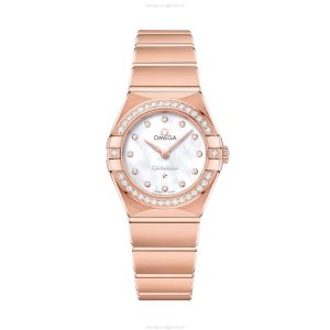 Omega Constellation 25mm 18ct Rose Gold Quartz Watch | White Dial Diamond Dots