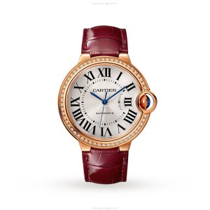 Cartier Ballon Bleu 36mm Rose Gold Automatic Watch - Silver Dial & Roman Numerals