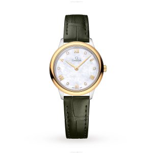 Omega Deville Prestige Replica - 45mm Steel & Gold - Quartz White Dial Watch
