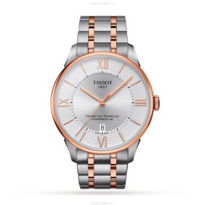 Tissot T-Classic Automatic Watch - 42mm Silver Dial - Stainless Steel & Rose Gold