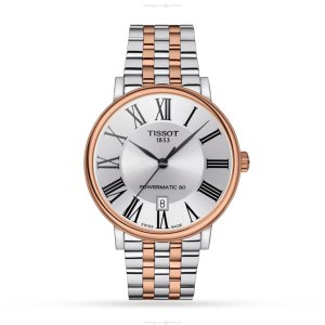 Tissot T-Classic Automatic Watch - 40mm Silver Dial & Rose Gold Steel