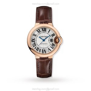 Cartier Ballon Bleu 33mm Rose Gold Automatic Watch - Silver Dial