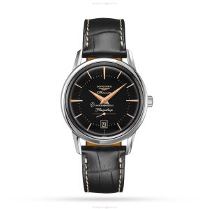 Longines Heritage L47954580 Automatic Watch - Black Dial - 38.5mm Stainless Steel