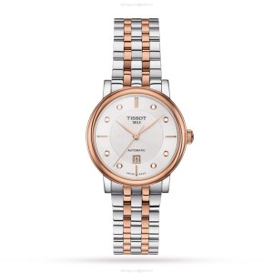 Tissot T-Classic Automatic Diamond Watch | 30mm Cream Dial | Rose Gold Steel