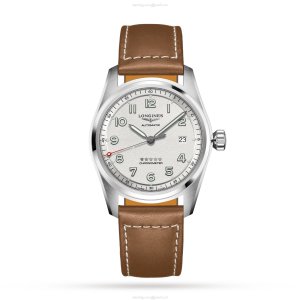 Longines Spirit L38104732 | 40mm Automatic Watch | White Dial & Leather Strap