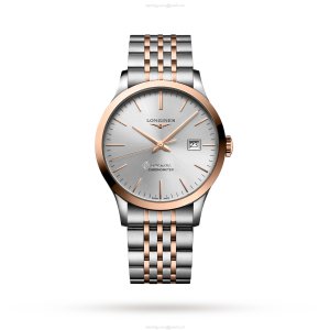 Longines Record L28215727 Automatic Watch - 40mm Silver Dial - Steel & Rose Gold