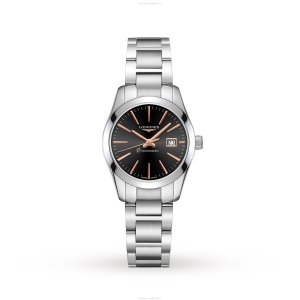 Longines Conquest L22864526 | 29.5mm Stainless Steel Quartz Watch - Black Dial